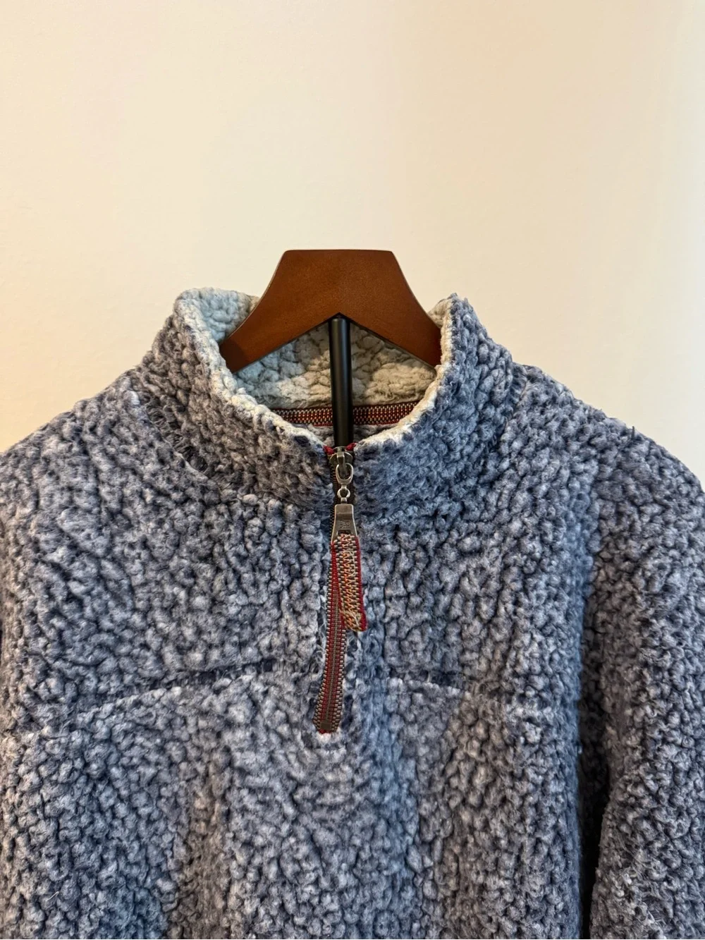 True Grit Men's Blue Sherpa Quarter-Zip with Cream Collar
